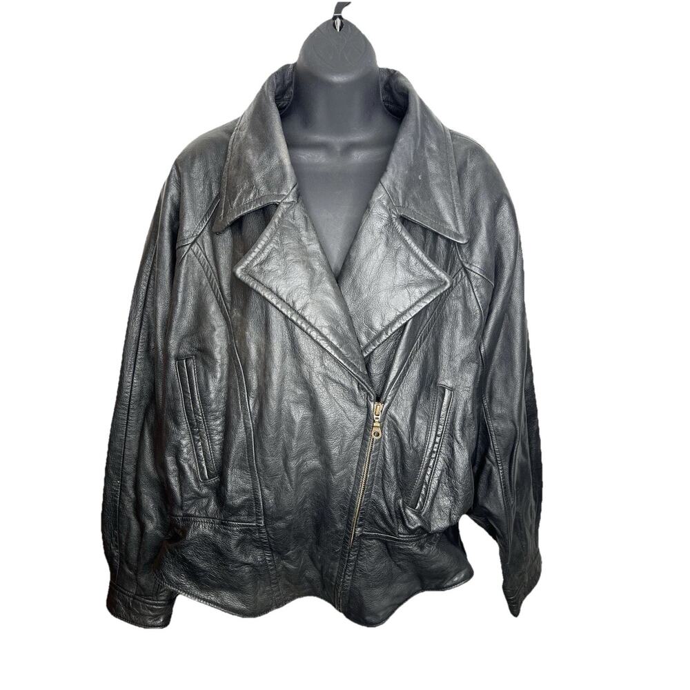 Vintage Wilsons Women’s Thinsulate Black Moto Leather Jacket Size XL